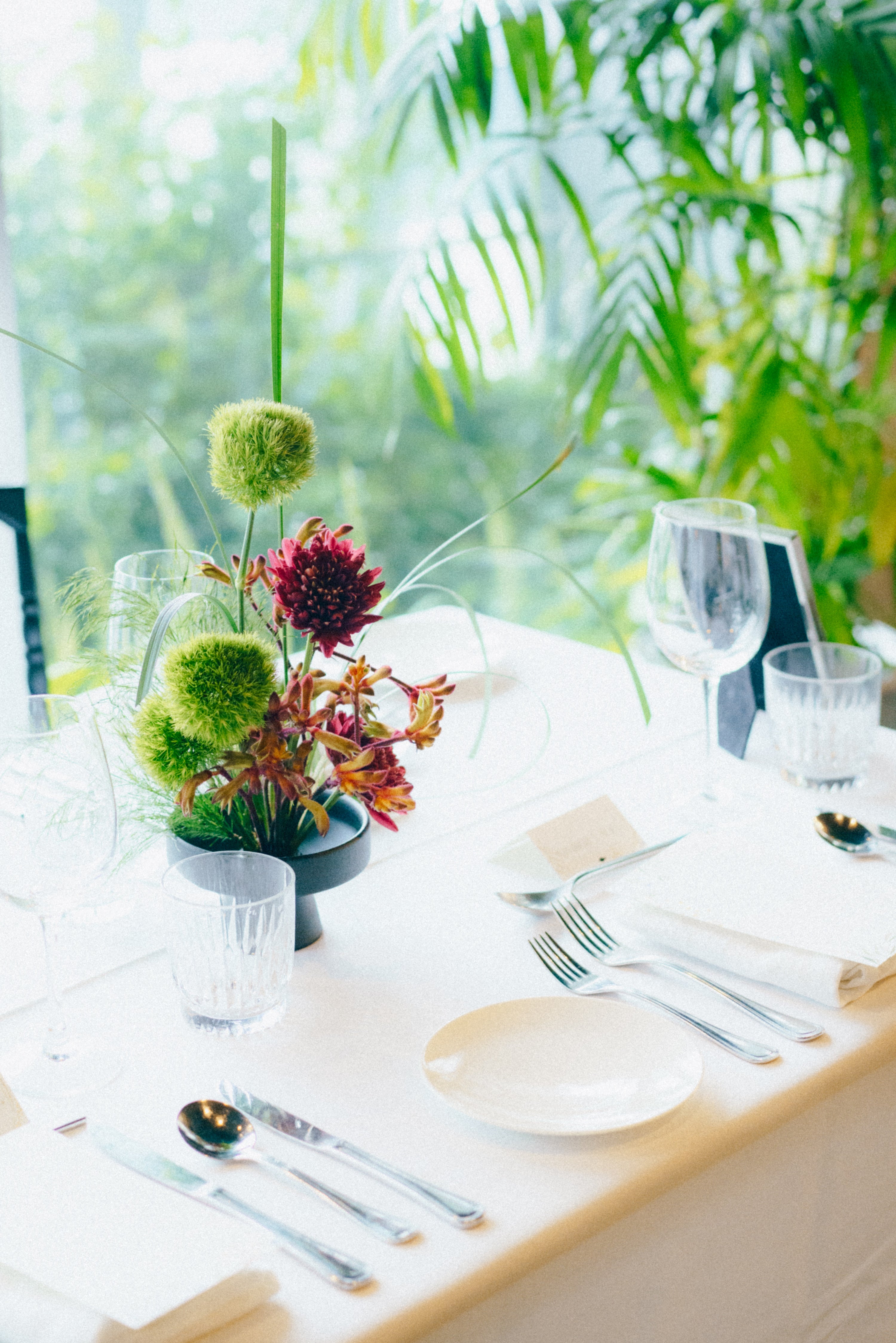 Botanical Floral Ikebana Table Arrangements with Fruits for Wedding at 1-Arden 14