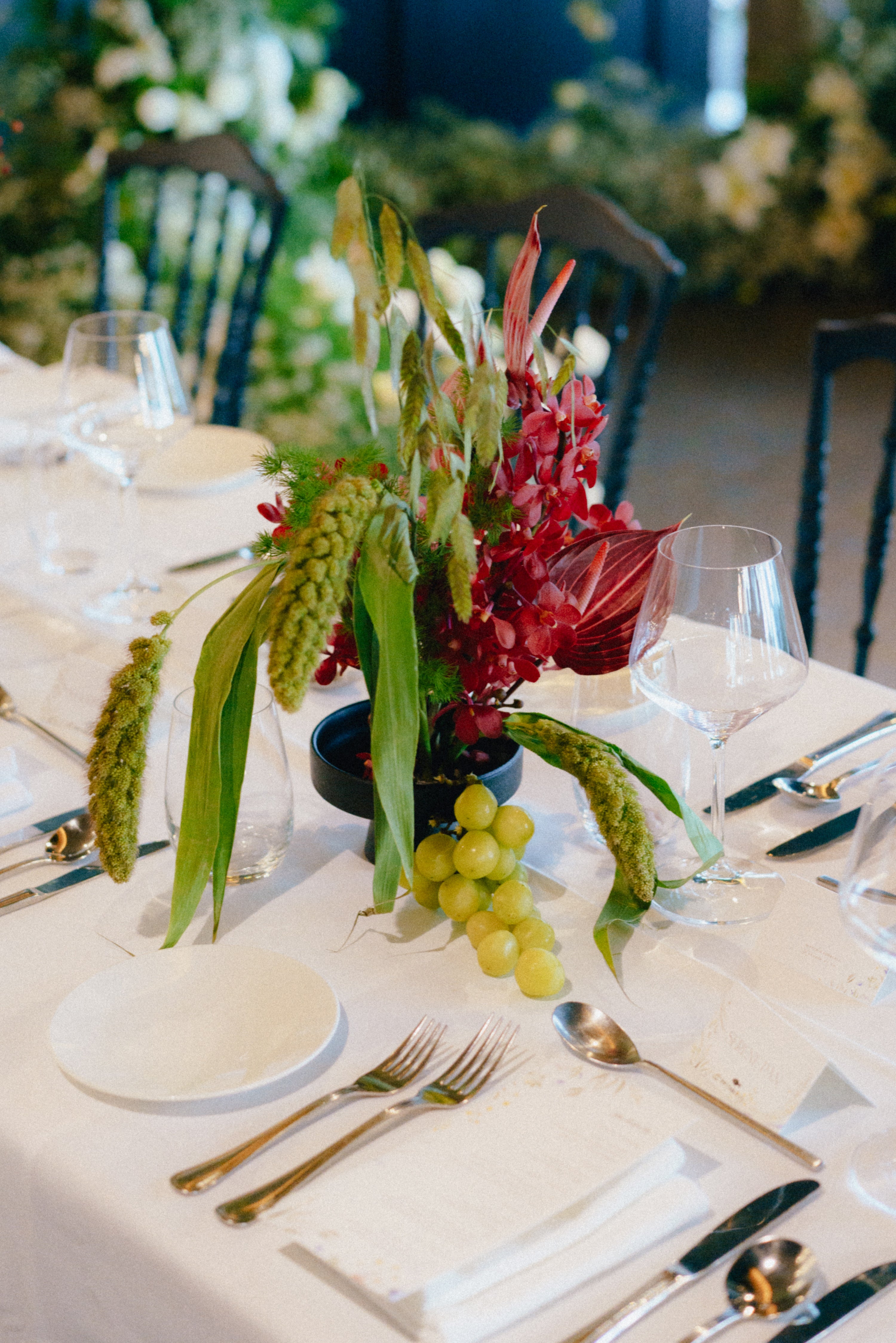 Botanical Floral Ikebana Table Arrangements with Fruits for Wedding at 1-Arden 13