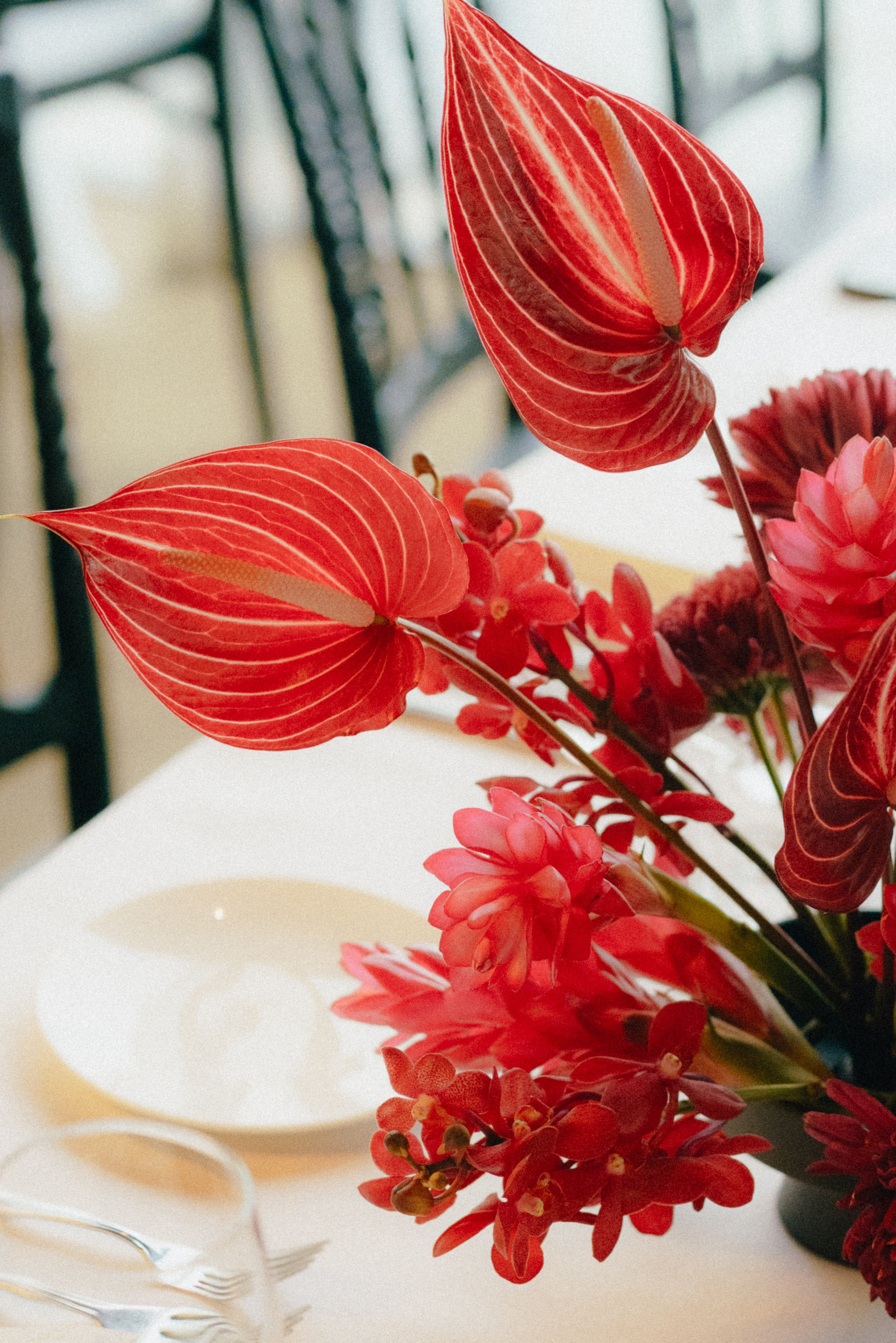 Botanical Floral Ikebana Table Arrangements with Fruits for Wedding at 1-Arden 09