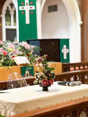 Botanical Floral Ikebana Table Arrangement for Wedding at Welsey Church 14