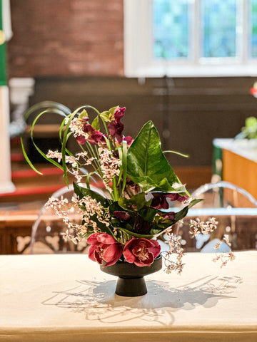 Botanical Floral Ikebana Table Arrangement for Wedding at Welsey Church 15