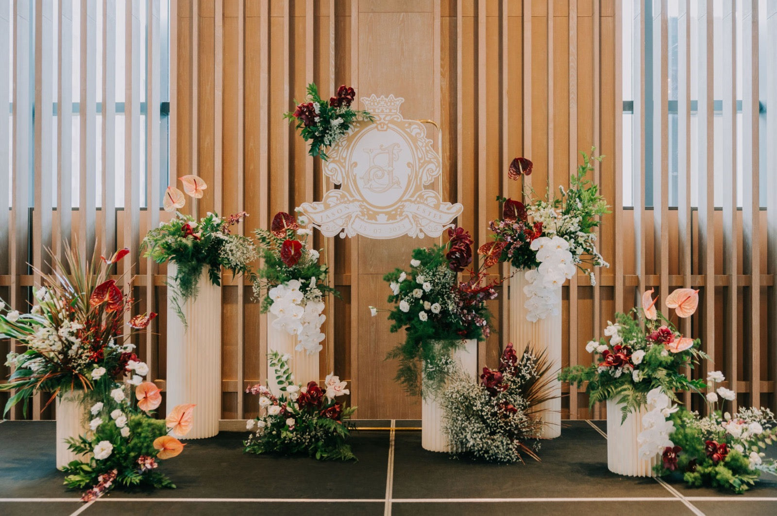 Botanical Floral Stage Backdrop Arrangement for Wedding at Andaz 09