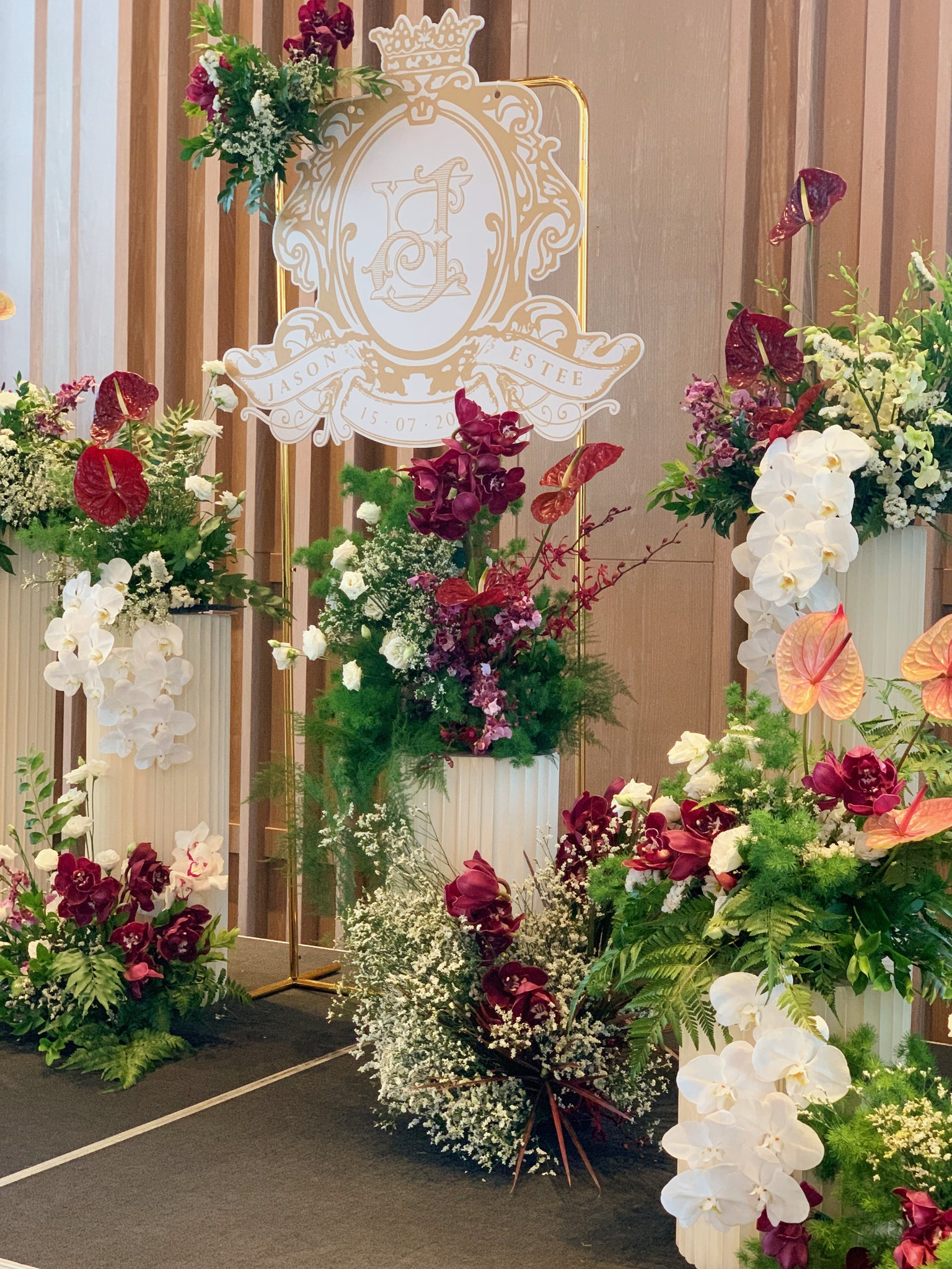 Botanical Floral Stage Backdrop Arrangement for Wedding at Andaz 10
