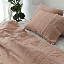 Load image into Gallery viewer, Dusty Pink French Linen Duvet Cover+2 Pillowcases Set- Plain Dyeing 33

