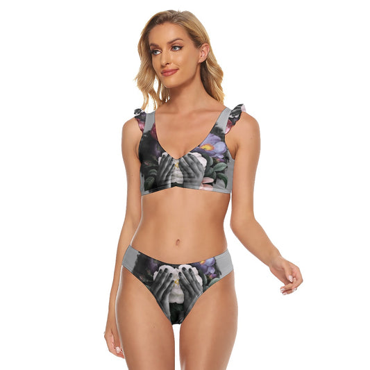 All-Over Print Women's Ruffled Vest Bikini Swimsuit – Luckless