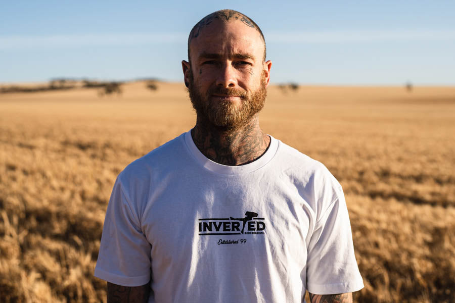 Brad Stone in Inverted Established T Shirt at Inverted Bodyboarding