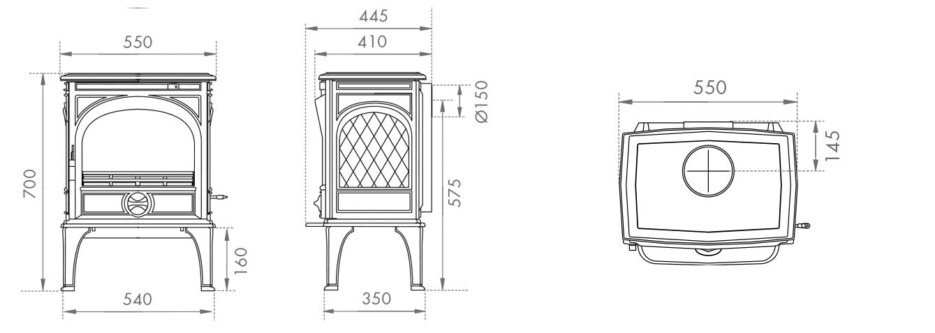 DOVRE 425 Multifuel Stove Dimensions