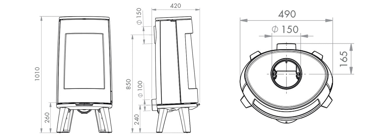 Dovre Bold 300 Wood Burning Stove Dimensions