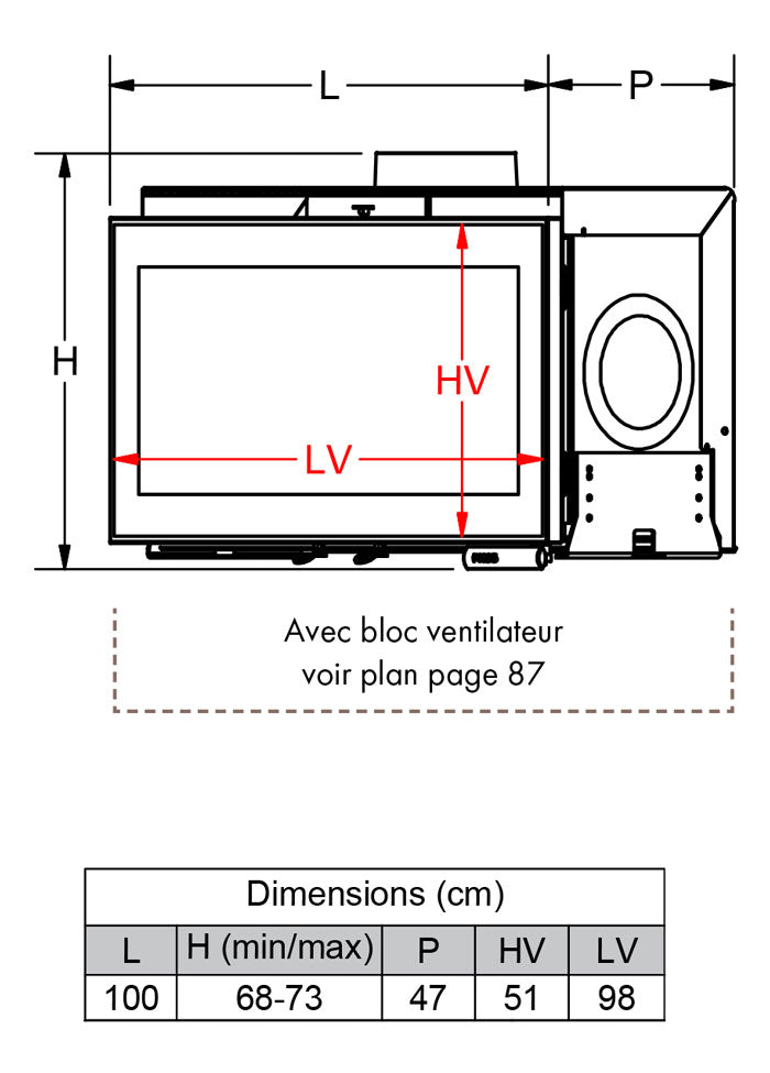 Fondis V100L Dimensions