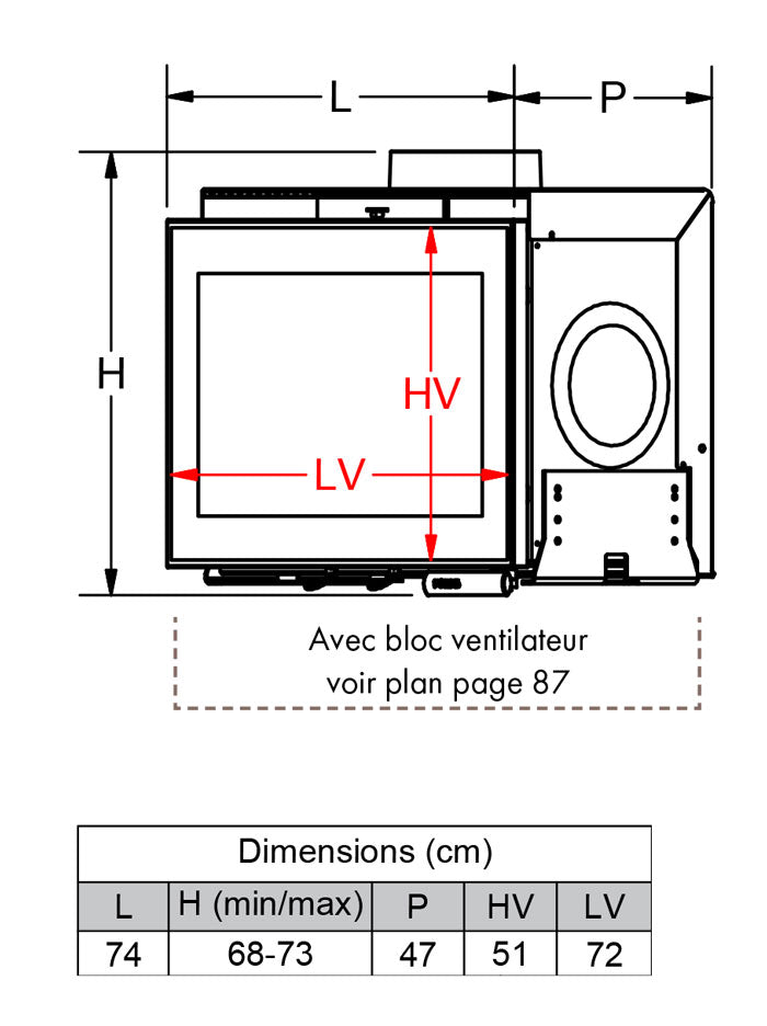 Fondis V80L Dimensions