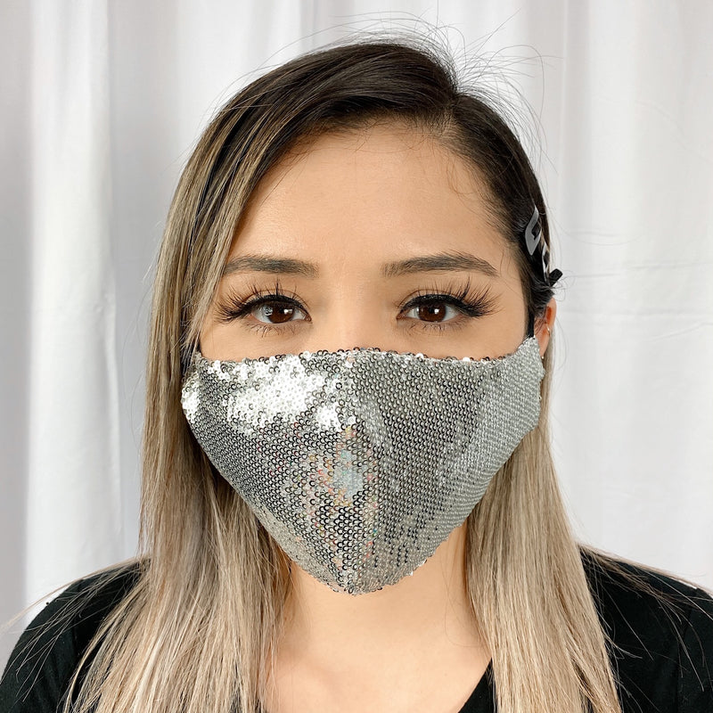 Sequins UniSex Face Mask Cover Accessory Adjustable , Reuseable Washable Black color
