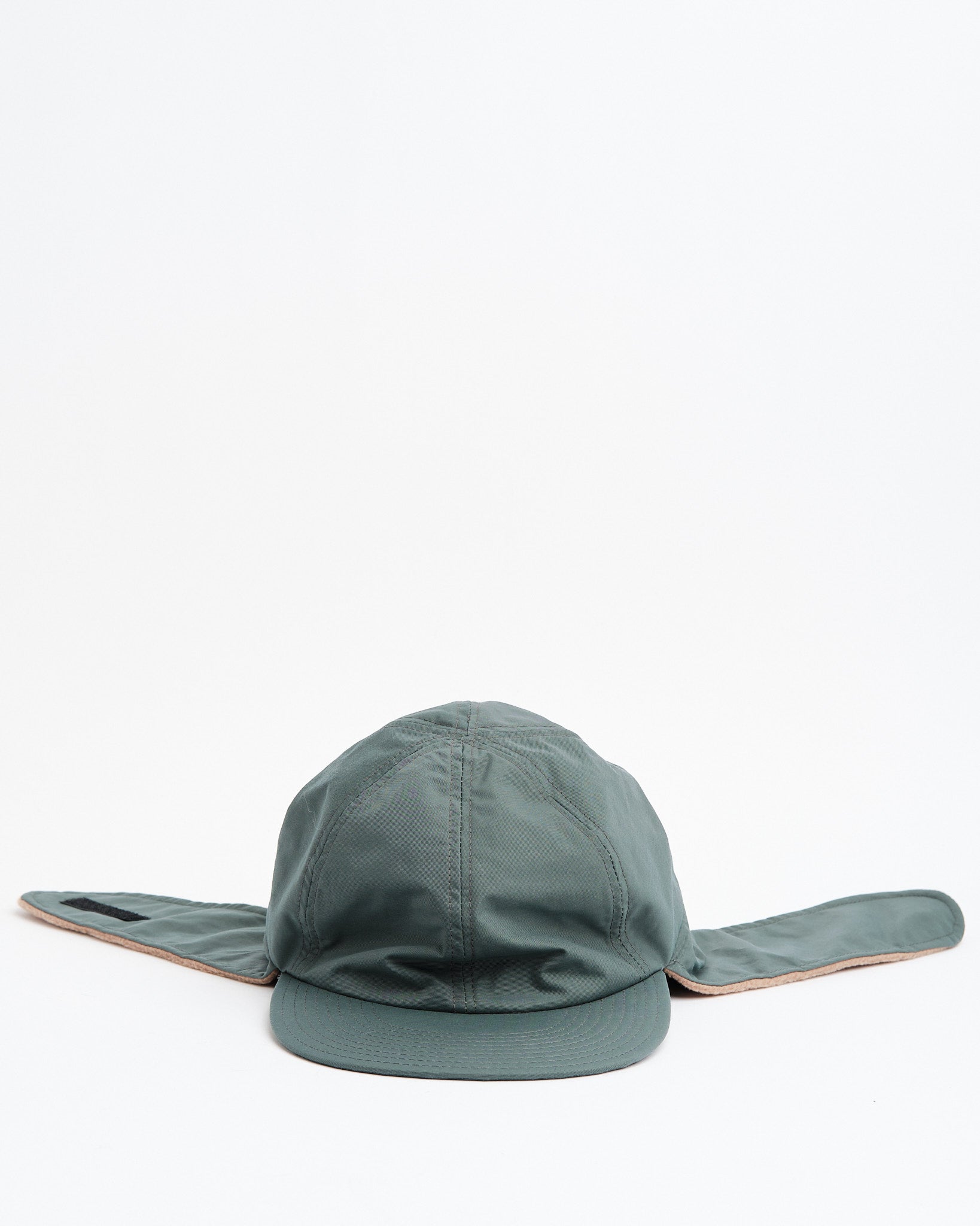 6 Panel Baseball Cap + Ear Flap, Char/Beige