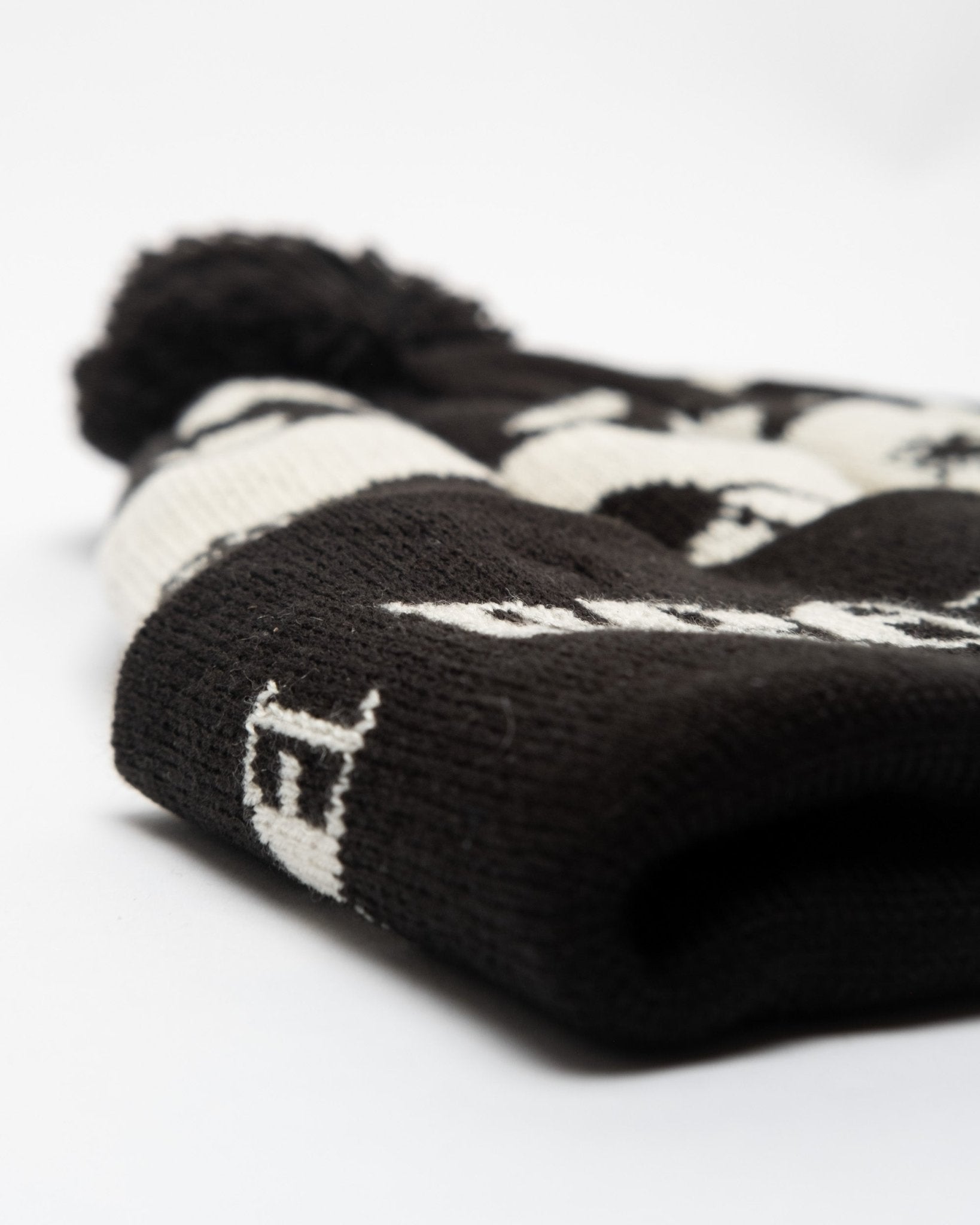 Rat Race Pom-Pom Fold Beanie Black