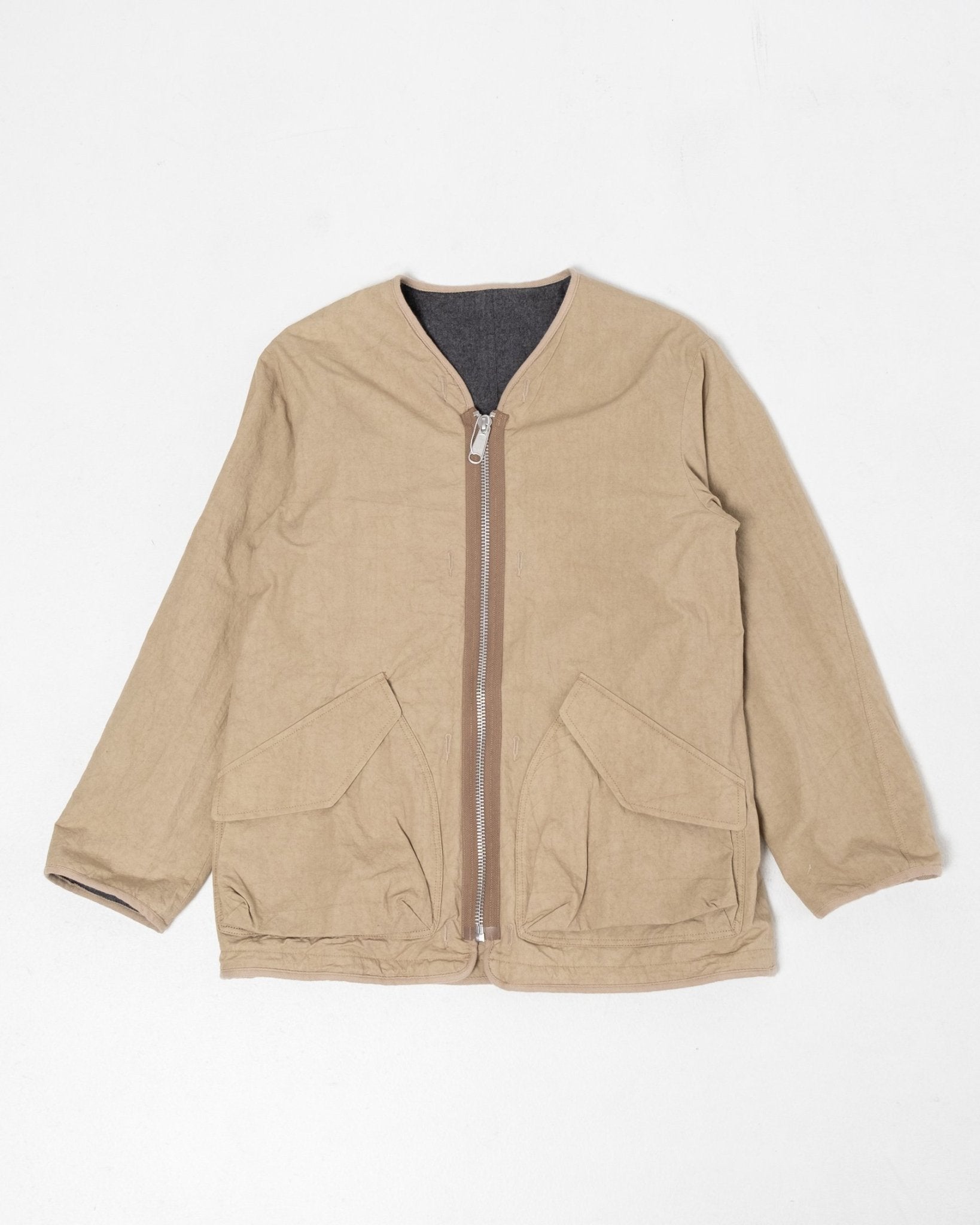 Reversible No Collar Jacket Beige