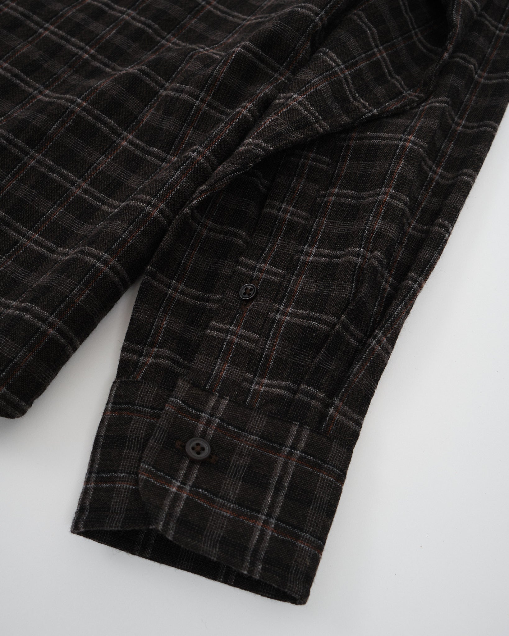 Woolplaid Semi Spread Collar Shirt Brown