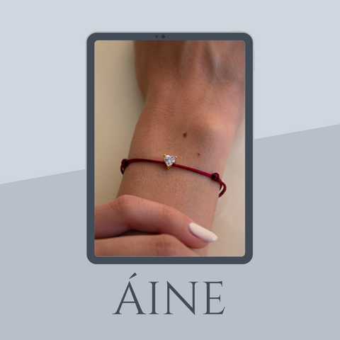 Pulsera Áine - pulsera - corazón - cuerda - roja 