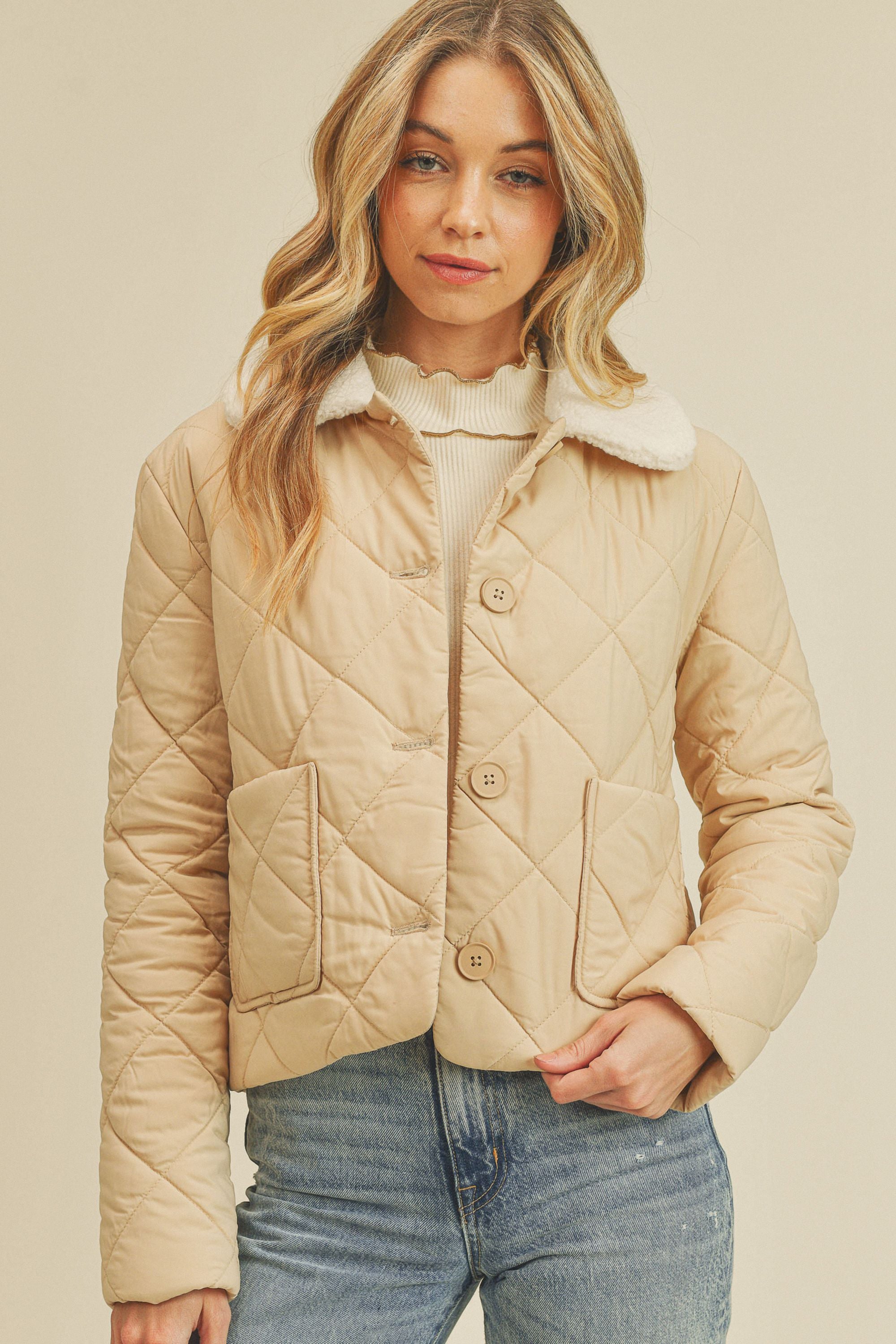 Eaphi leaf jacquard quilting jacket