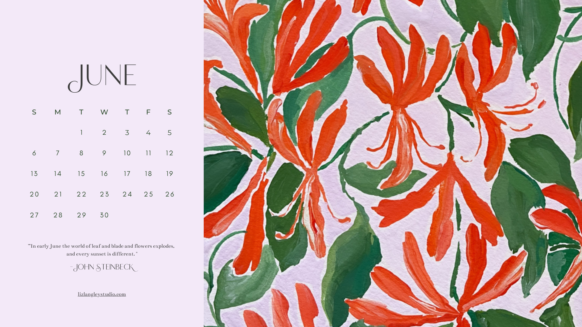 June honeysuckle desktop wallpaper from Liz Langley Studio