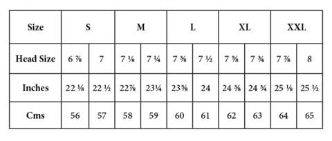 Size Chart – Laird Hatters