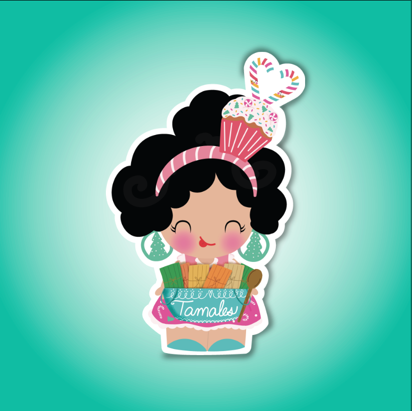 Hola Mijas Bonitas Claudia Tamales Die Cut Sticker