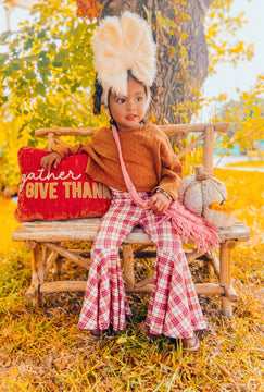 Mauve plaid bell bottoms