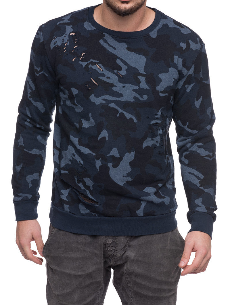 blue camo sweater