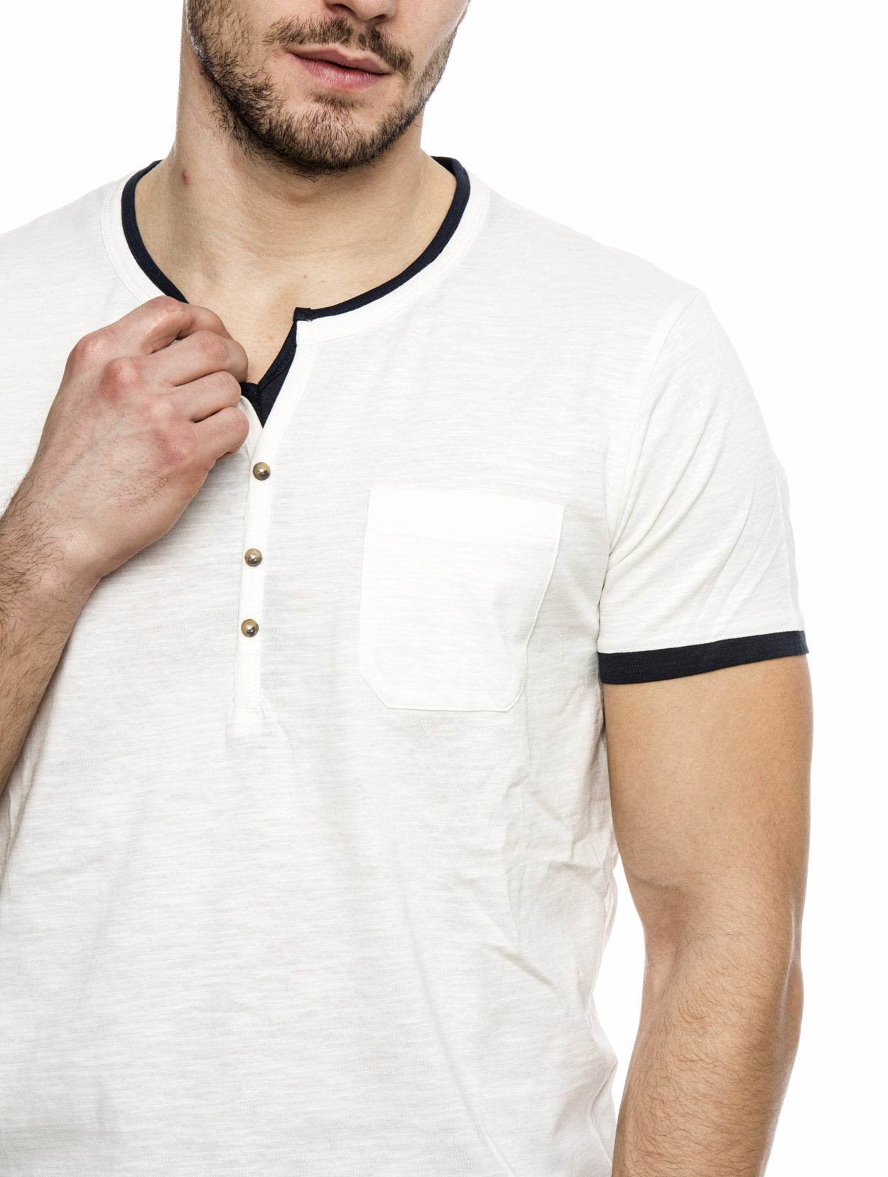 MEN'S CLOTHING | CASUAL HENLEY T-SHIRT IN WHITE | NOHOW SUMMER ...