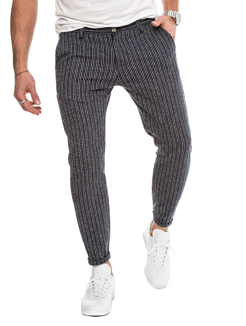 MEN'S CLOTHING | ANUBIS COTTON TROUSERS IN STRIPED BLUE | NOHOW SUMMER ...