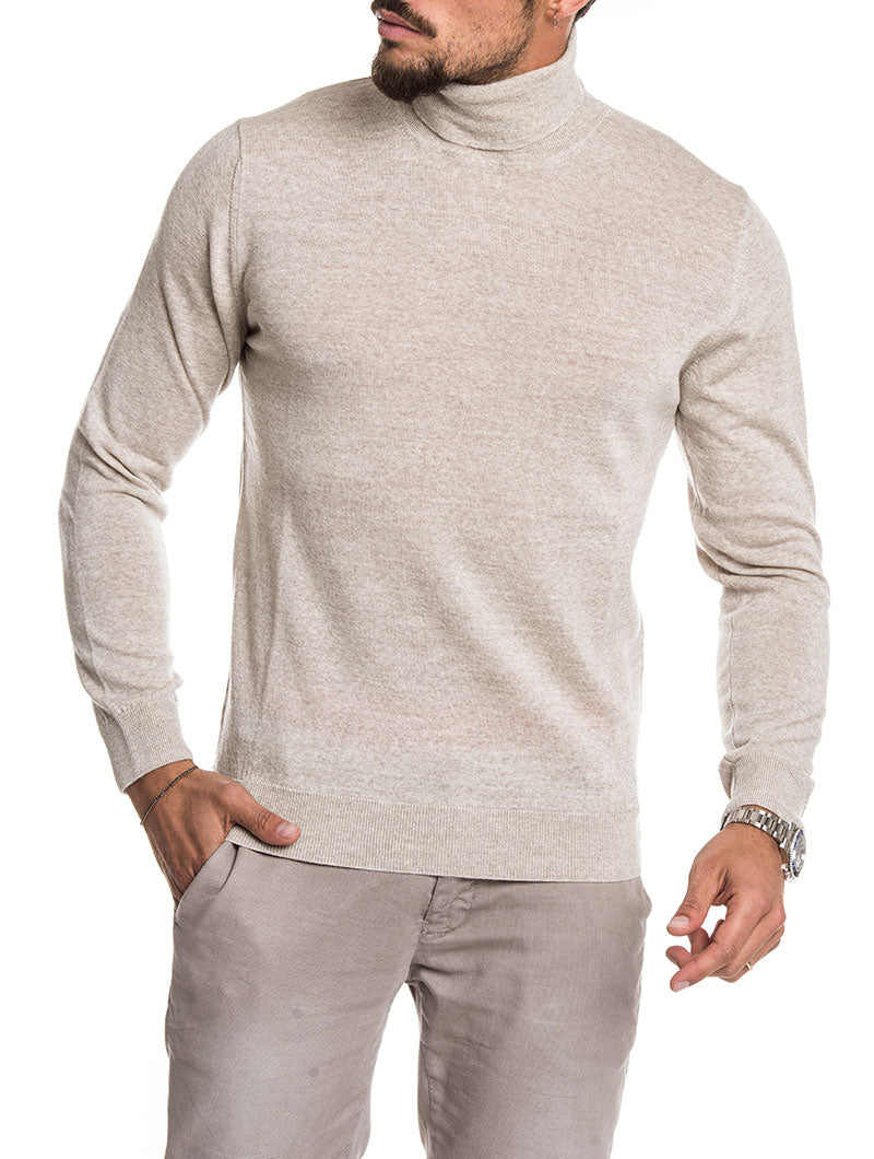 beige roll neck jumper