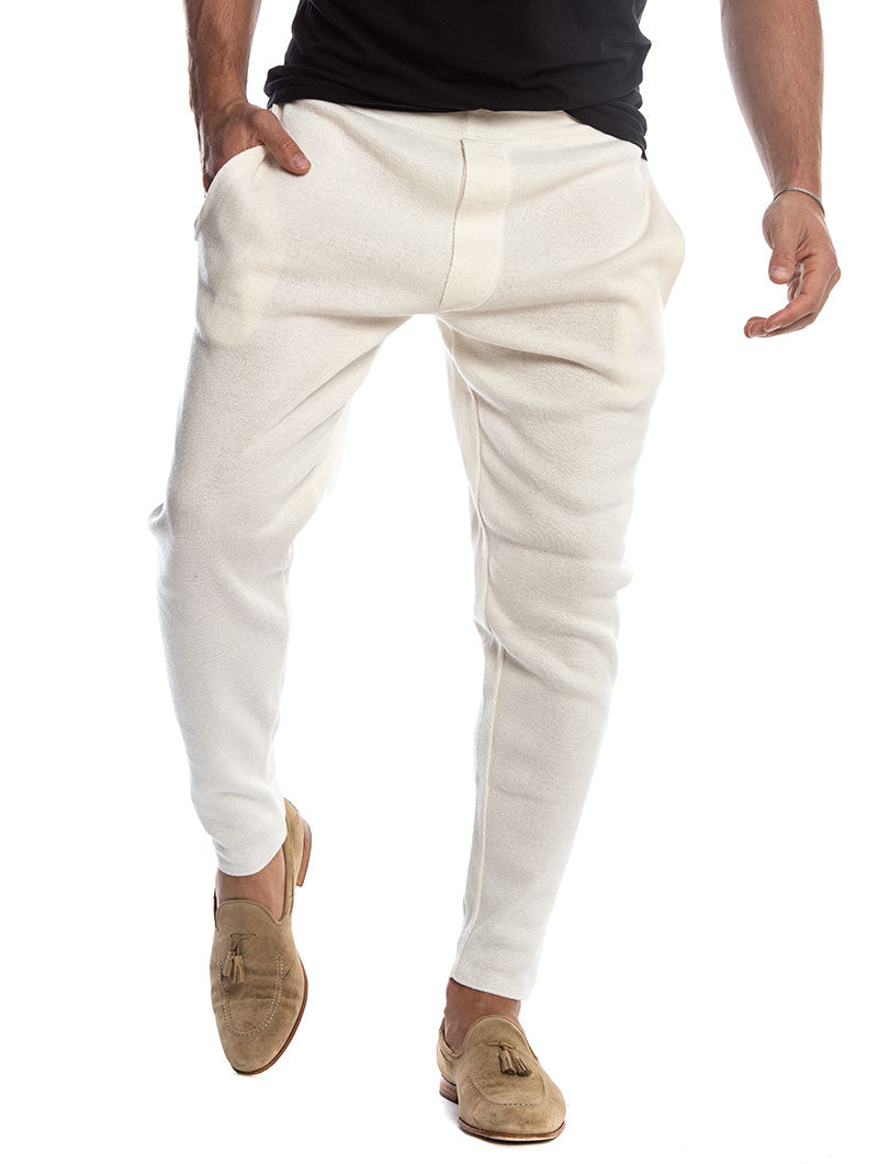 cream cropped trousers