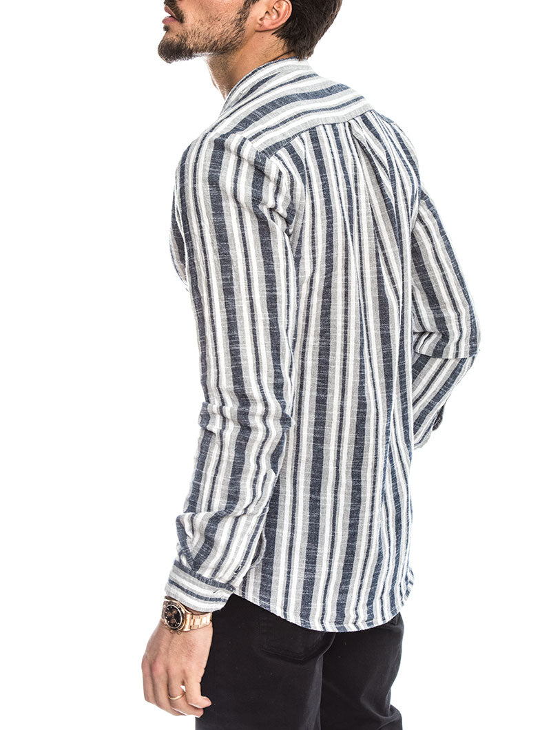 MEN'S CLOTHING | KOREAN COTTON SHIRT IN STRIPED BLUE | NOHOW SUMMER ...