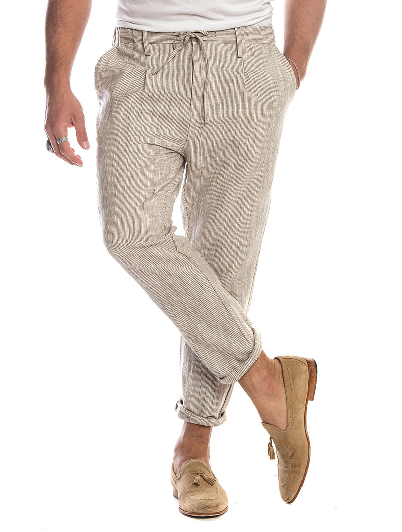 mens striped linen trousers