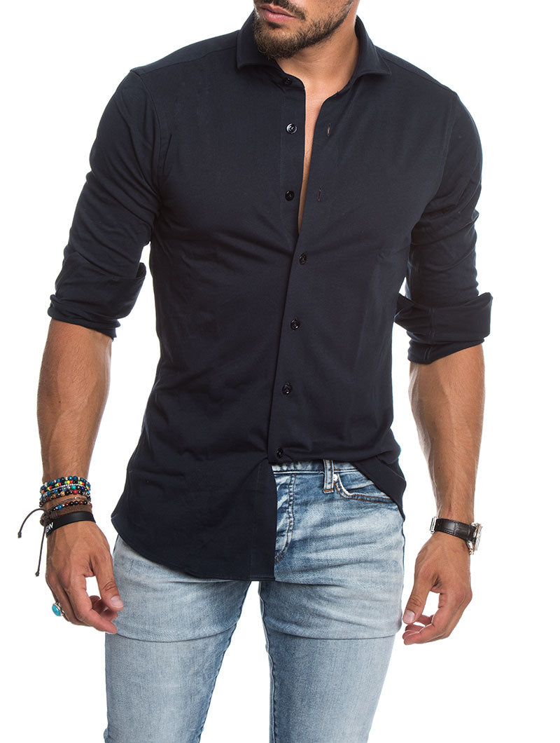 MEN'S CLOTHING | CASUAL JERSEY SHIRT IN NAVY | NOHOW SUMMER COLLECTION ...