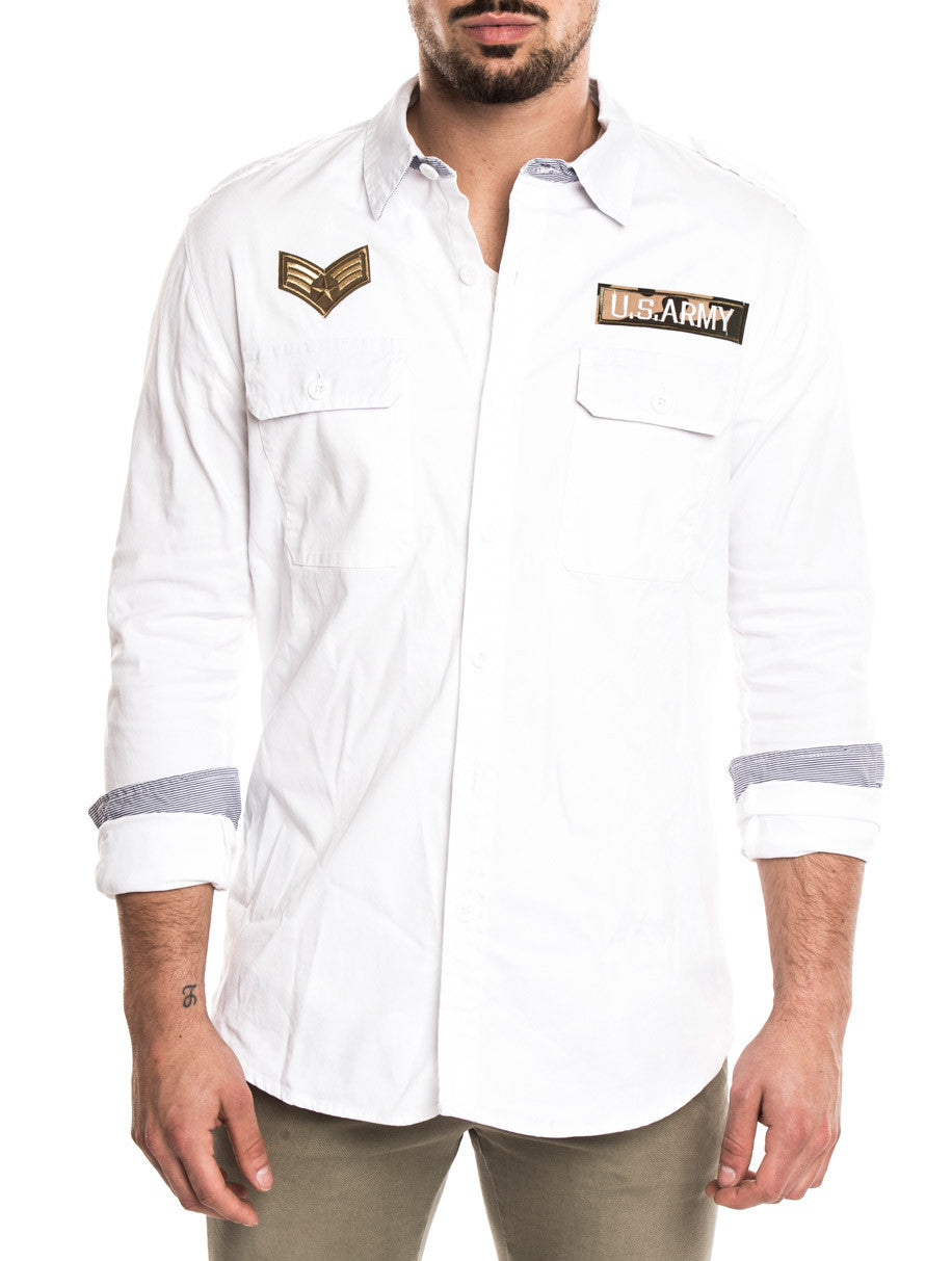 army shirt with patches