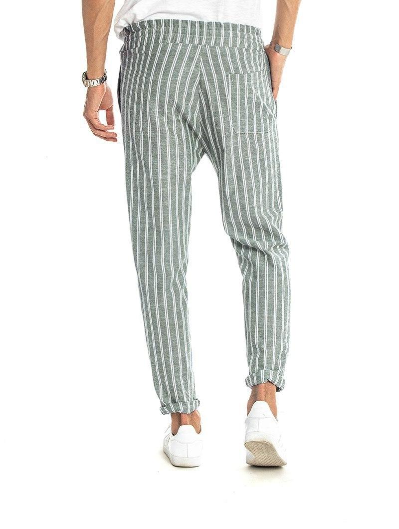 Men's striped casual pants in green – Nohow Style