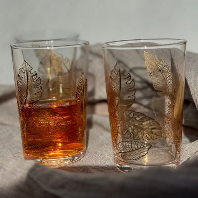 View Tea Glasses Gold Large Leaf (Set Of 6)
