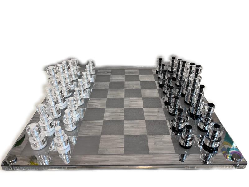 Península ganancia pasajero Luxe Dominoes Game El Ajedrez 3D - Chess Set Silver Mirror – Il'argento USA