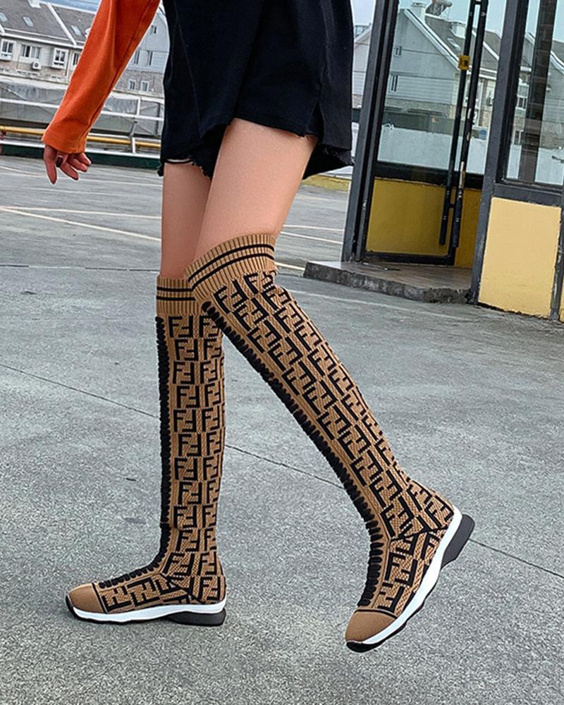 crystal speed knee high sneakers