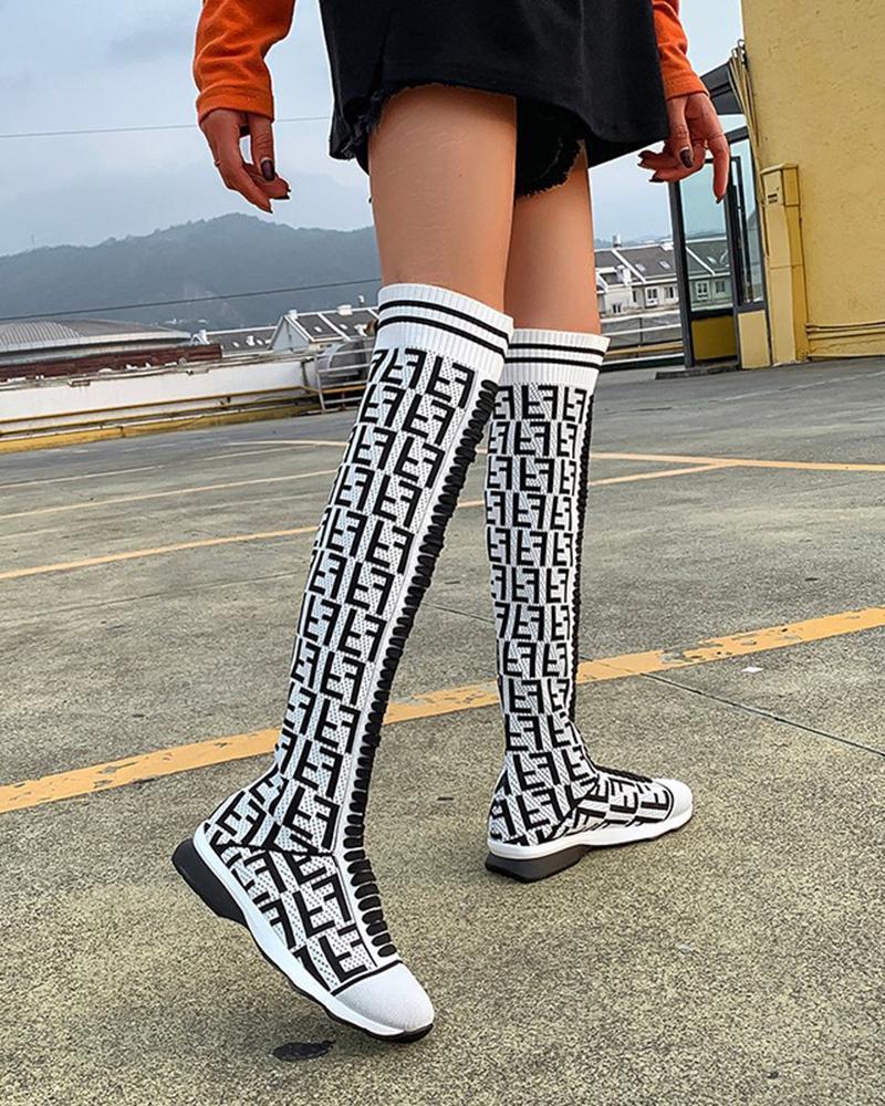 crystal speed knee high sneakers