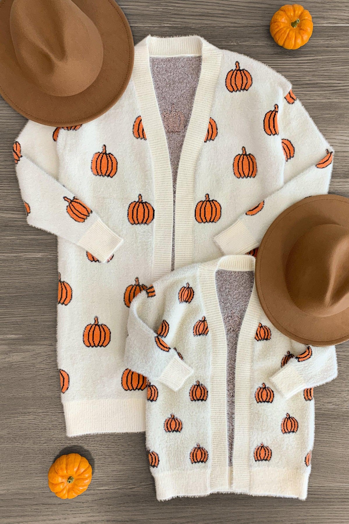 Image of Mom & Me - Cozy Cream Pumpkin Cardigan