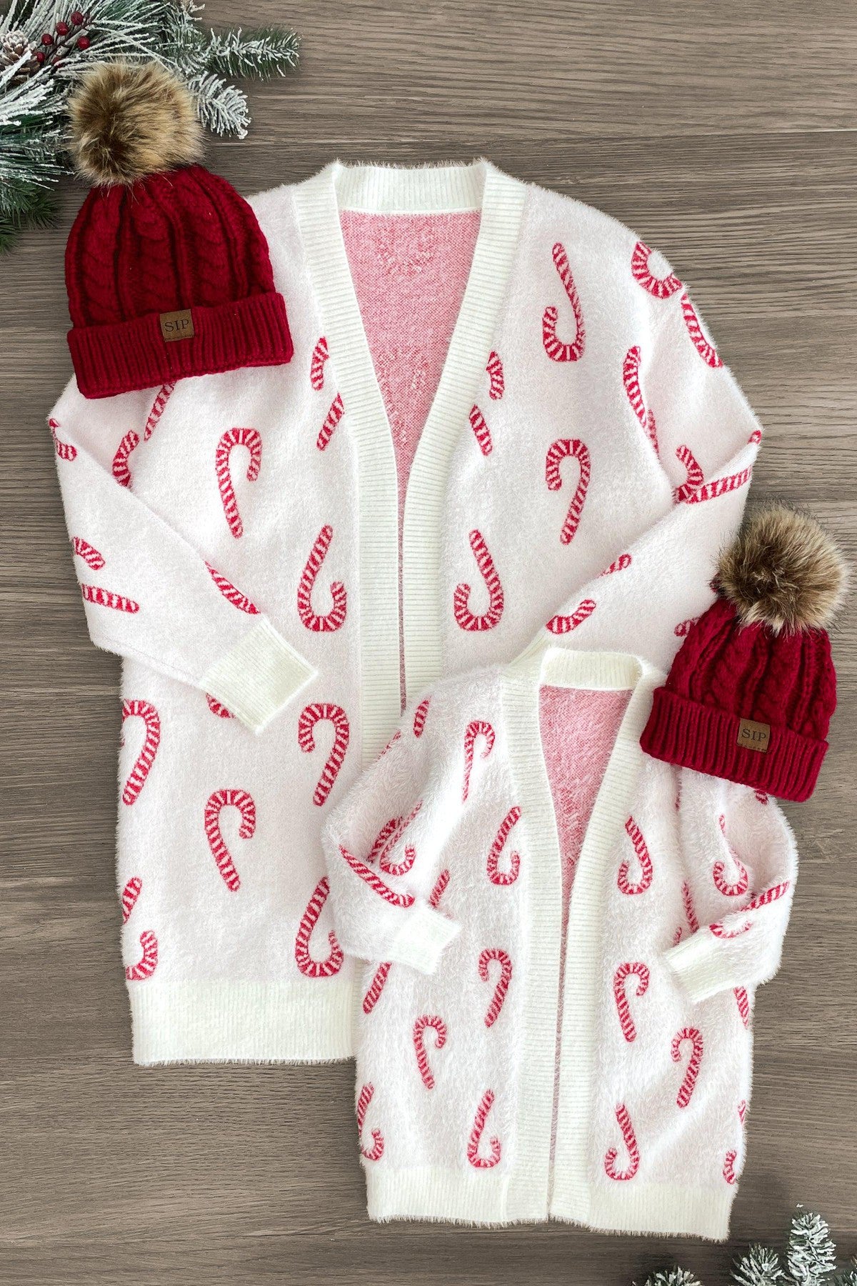 Image of Mom & Me - Cozy Candy Cane Cardigan