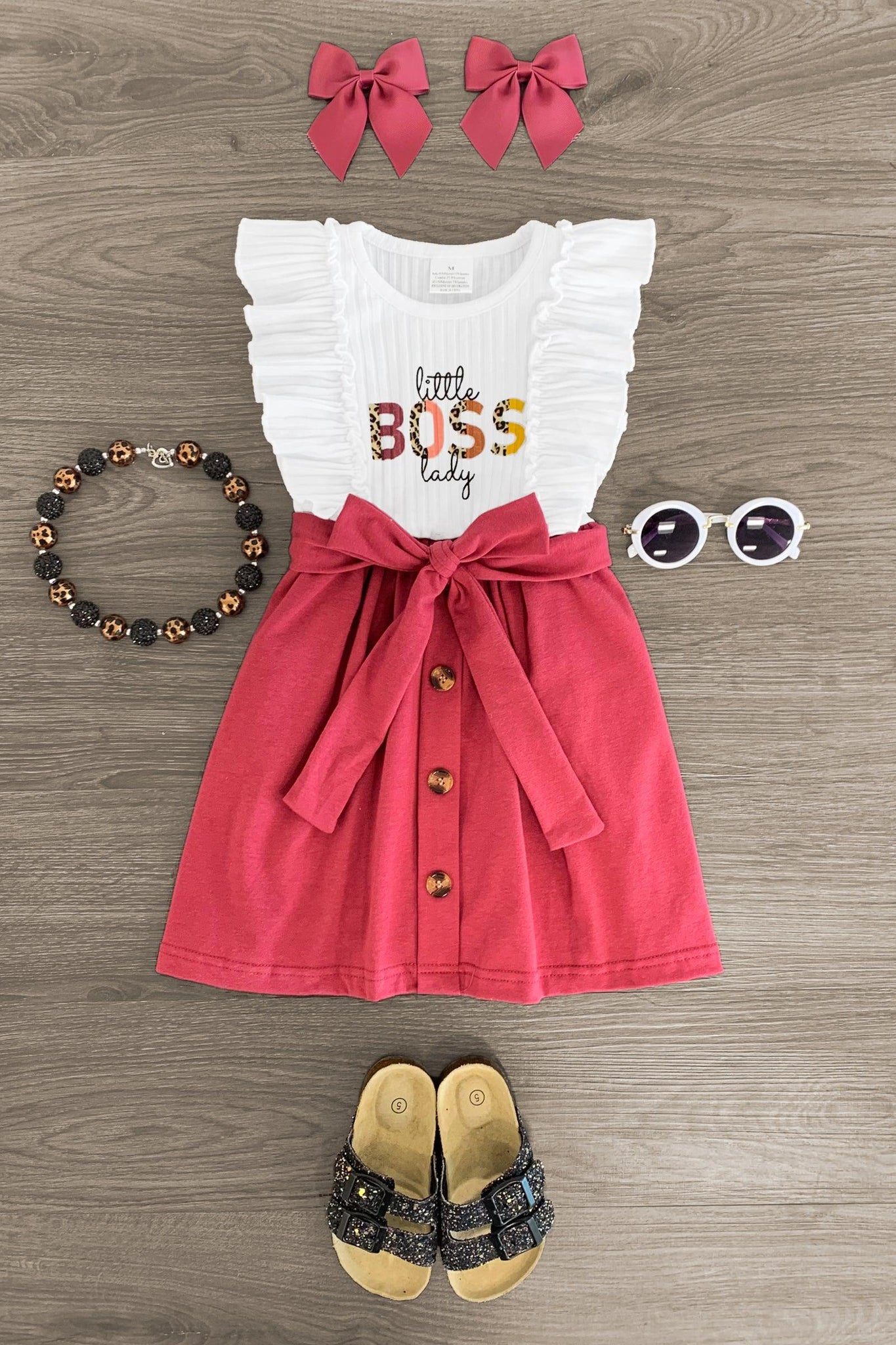 "Little Boss Lady" Rose Pocket Dress - Sparkle in Pink