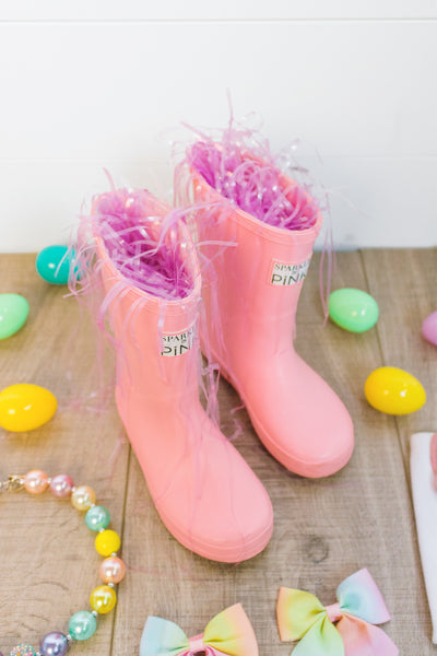 Sparkle In Pink Relleno de césped para botas de lluvia de Pascua