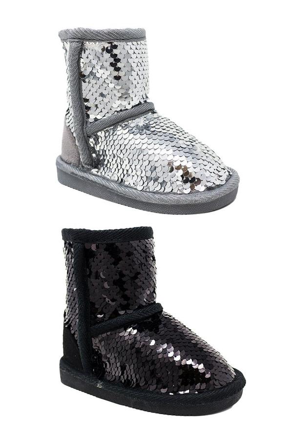 Sequin Faux Fur Boots