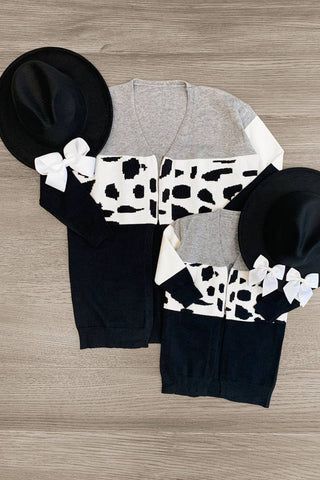 Mommy & Me matching cow print cardigans for Fall