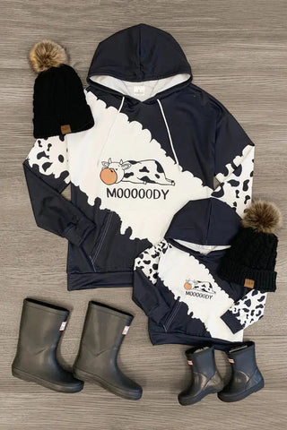 Mom & Me "Mooooody" Cow Print Hoodie