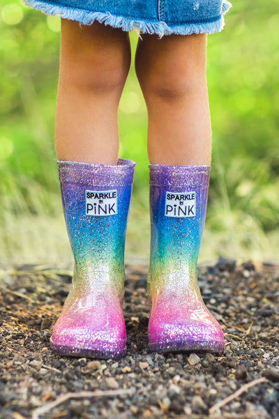 parkle en rosa botas exclusivas de purpurina arco iris