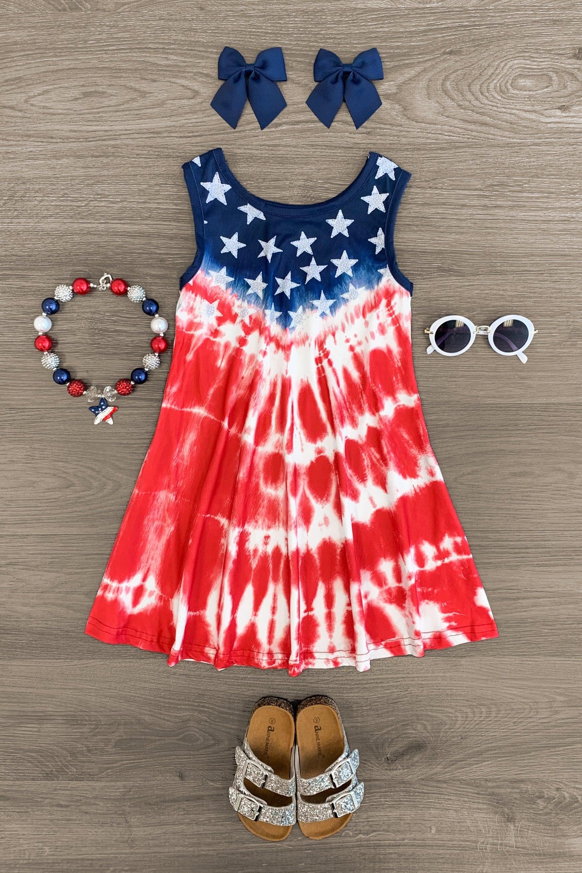 Image of Red White & Blue Tie Dye Tank Dress