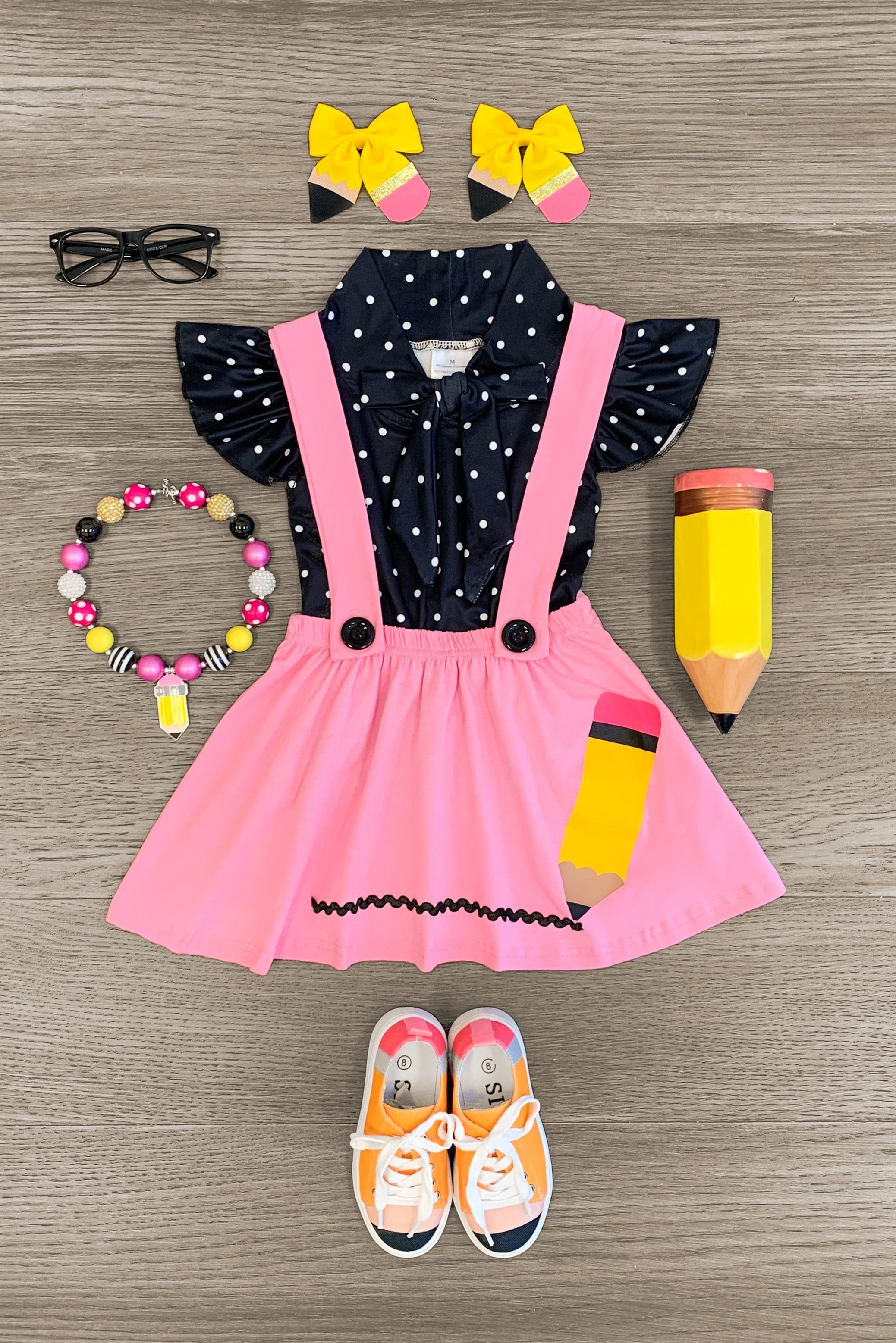Conjunto de falda lápiz negra y rosa con tirantes | Sparkle In Pink