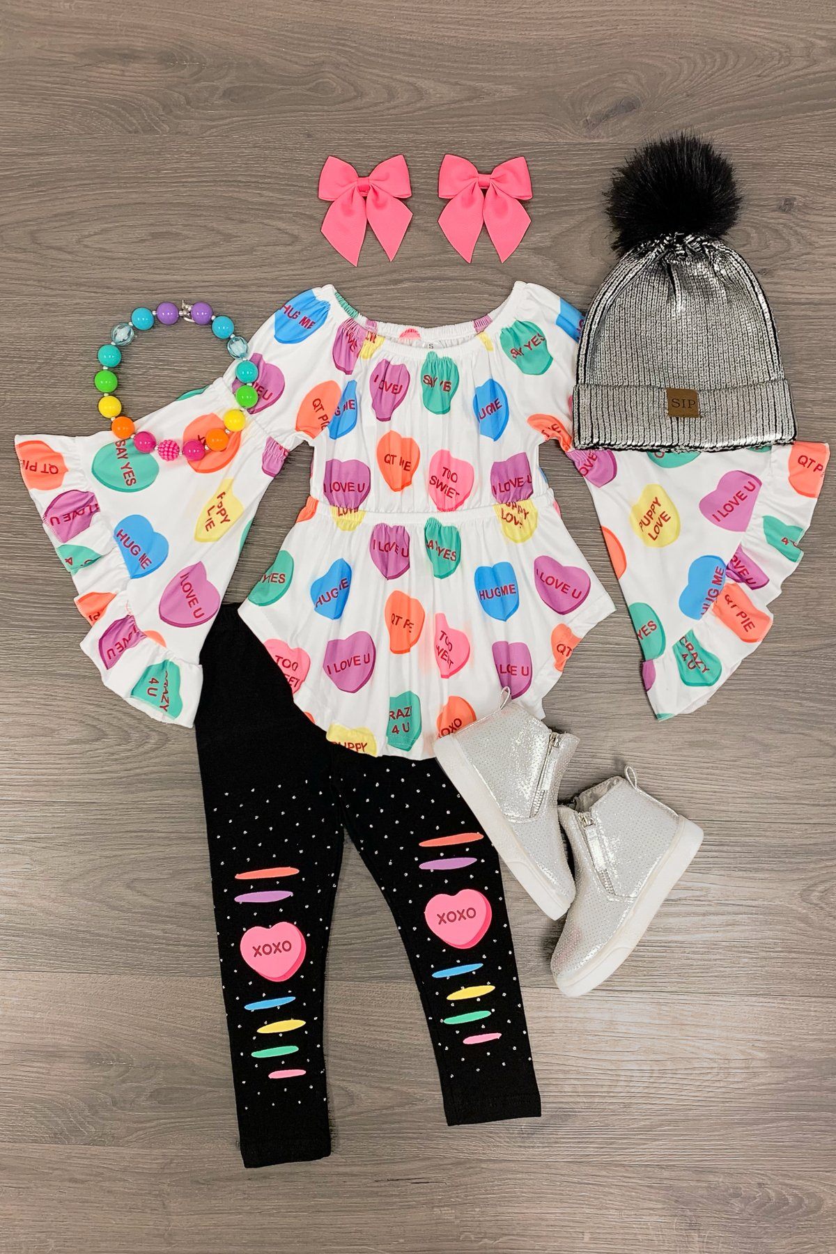 Candy Hearts Sparkly Legging Set